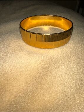 Monet Gold Ribbed Bangle Bracelet